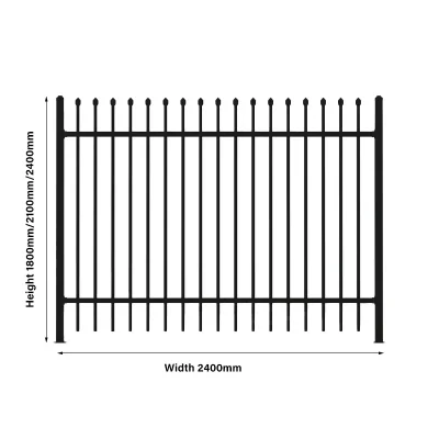 black powder coated garrison fence detail