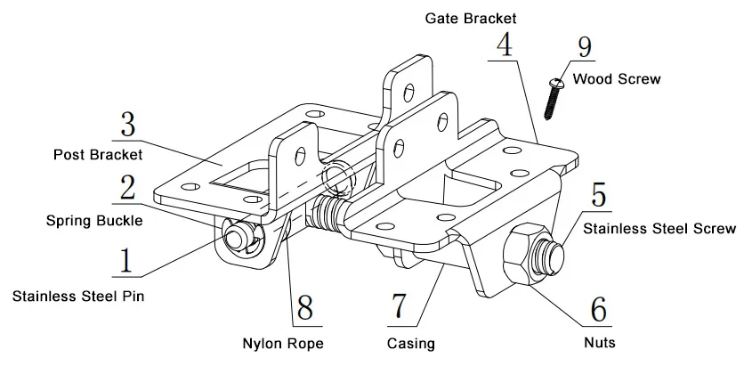 Adjustable Self-Closing Gate Hinges Detail