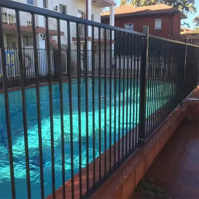 Black Aluminum Fence around Pool