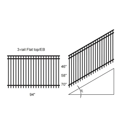 Flat Top Ornamental Aluminum Fence Size