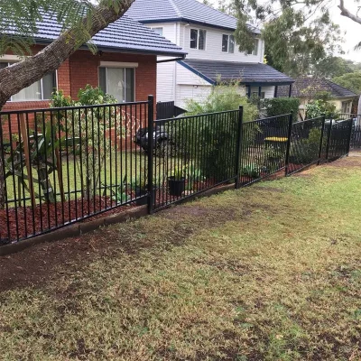 Flat Top Ornamental Iron Fence Application