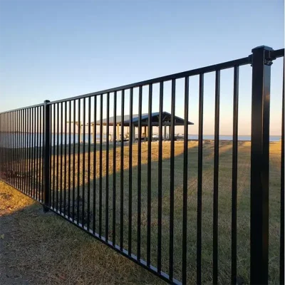 outdoor Black Powder Coated Flat Top Steel Fence