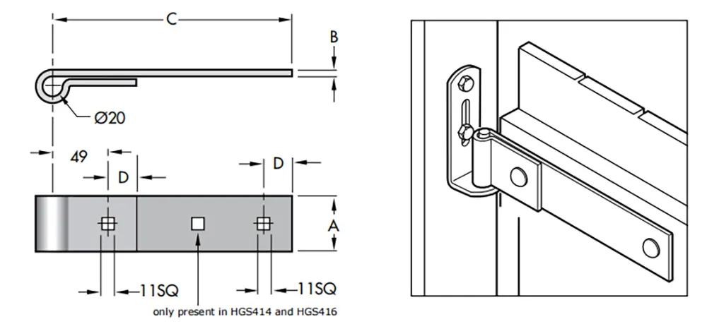 Gate Strap Hinge Specifications