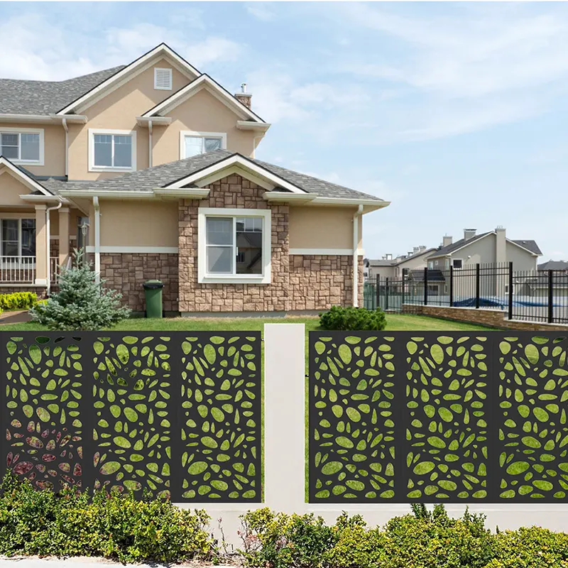 Black Powder Coated Laser Cut Privacy Panels