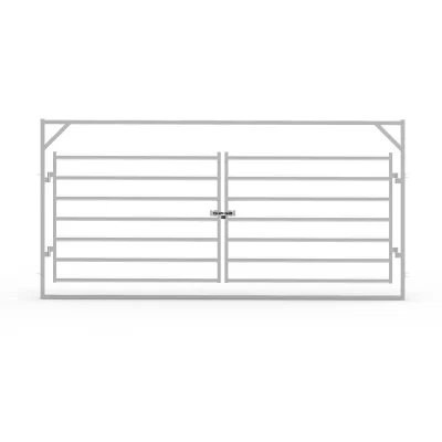 Galvanized Steel Cattle Rail Double Gates In Frame