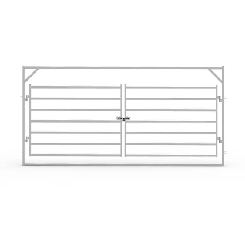 Galvanized Steel Cattle Rail Double Gates In Frame