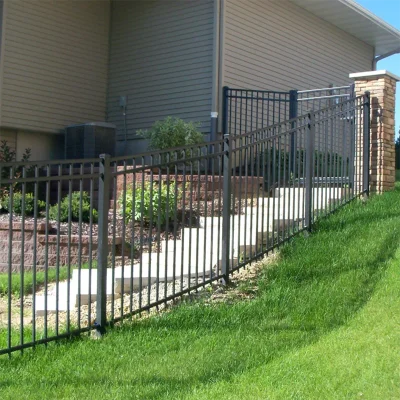 Steel Flat Top Rackable Fence near stair