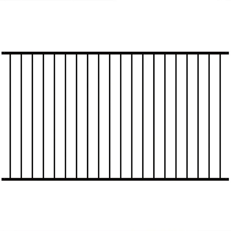 2 rail Black Powder Coated Steel Welded Flat Top Fence
