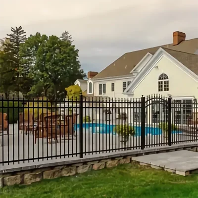 Aluminum 3 Rail Press Point Fence near pool