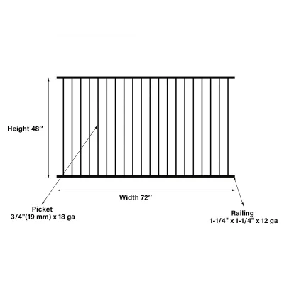 Aluminum Flat Top Fencing Size