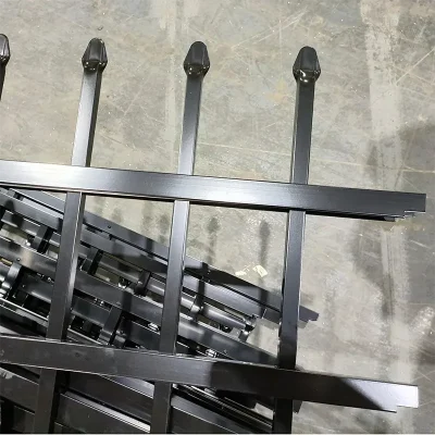 Black Powder Coated 3 Rail Aluminum Press Point Fence Detail