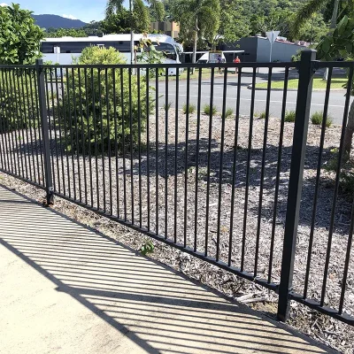 Steel Welded Commercial Flat Top Fence near road
