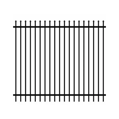 black powder coated steel press point fence