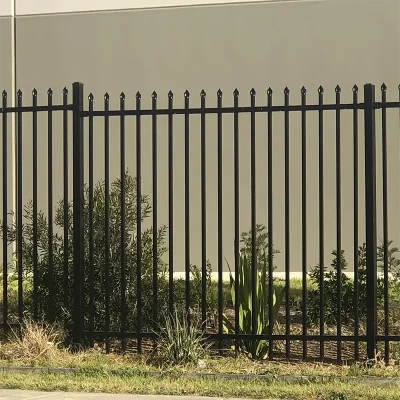 steel press point fence near house