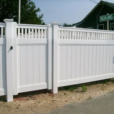 5ft Tall White Closed Vinyl Picket Privacy Fence Application