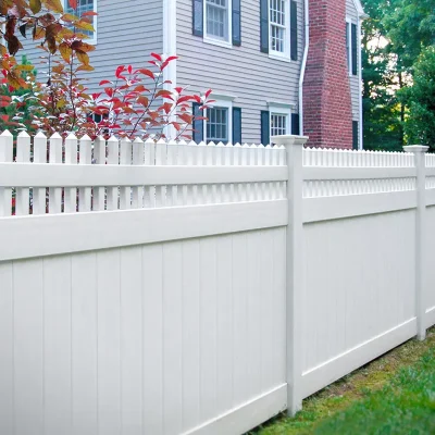 5ft Vinyl Privacy Fence Panel With Straight Picket Top in Residential