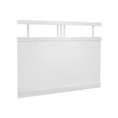 6ft Tall White 5 Top Vinyl Picket Privacy Fence Detail