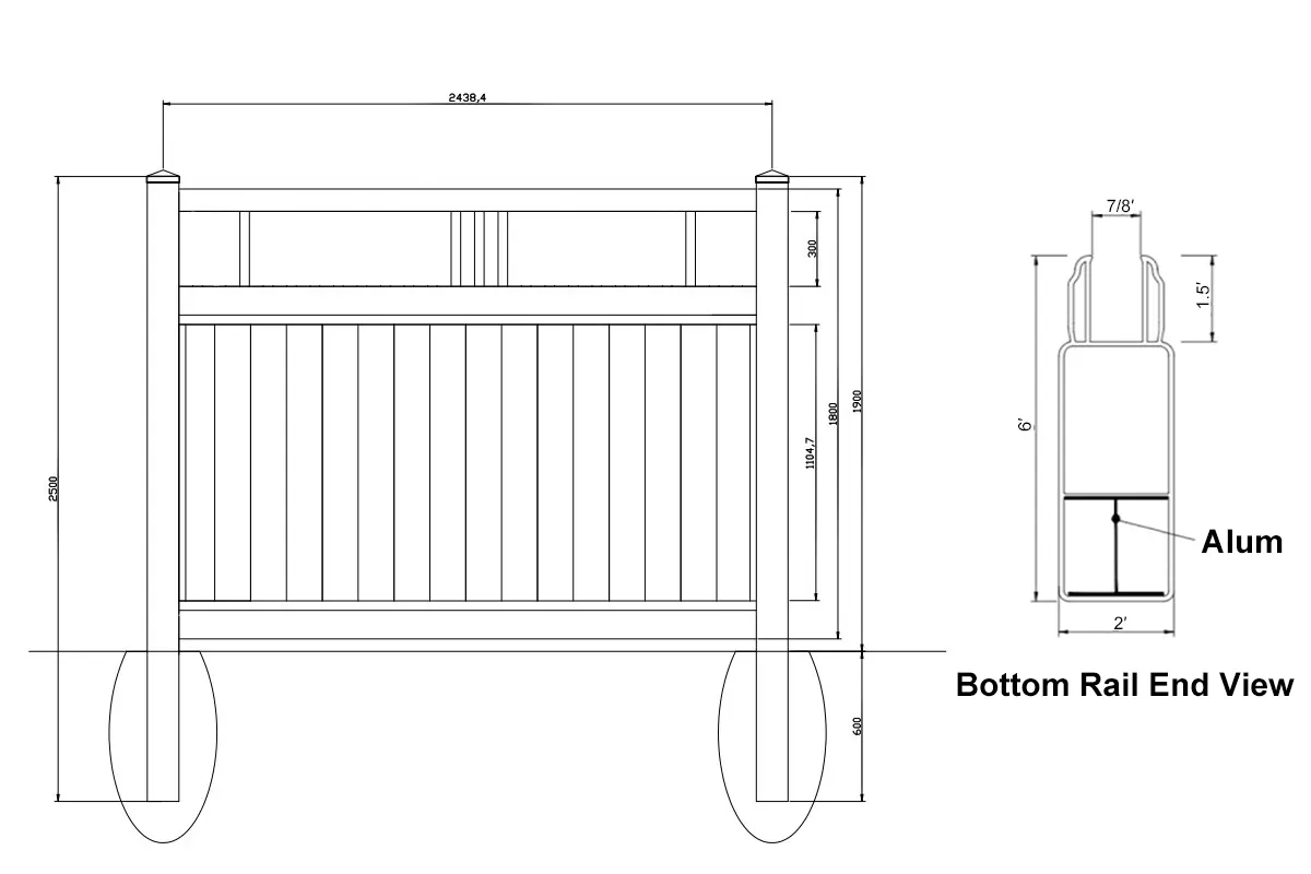 6ft Tall White 5 top Vinyl Picket Privacy Fence PVC Fence Size