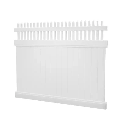 6ft Tall White Vinyl Privacy Fence with Straight Picket Top