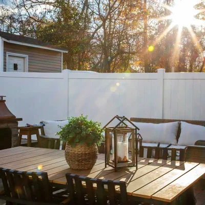 Full Privacy 2 Rails PVC Fence Application