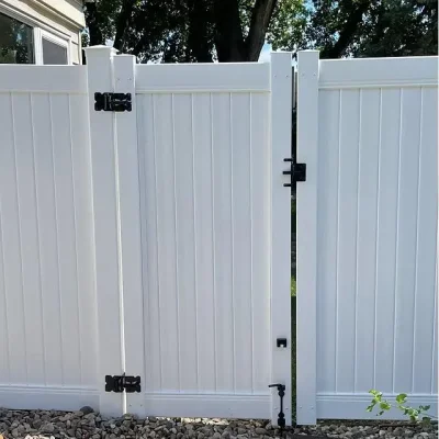 Outdoor White Single Swing Vinyl Gate