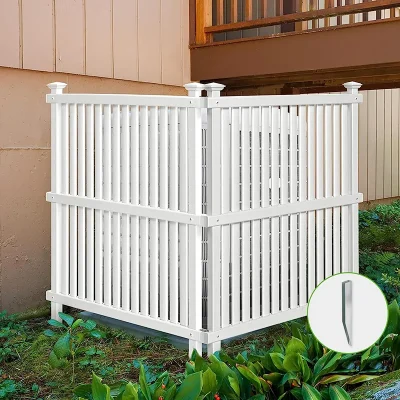Vinyl Privacy Screen 3 Rail PVC Privacy Fence for air conditioner