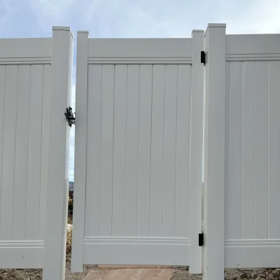 Outdoor White Single Swing Vinyl Gate