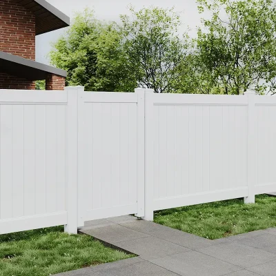 White Single Swing Vinyl Gate in Residential