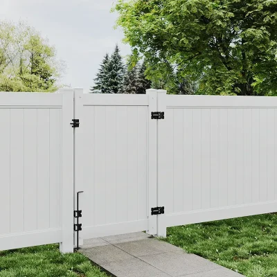 White Single Swing Vinyl Gate inYard