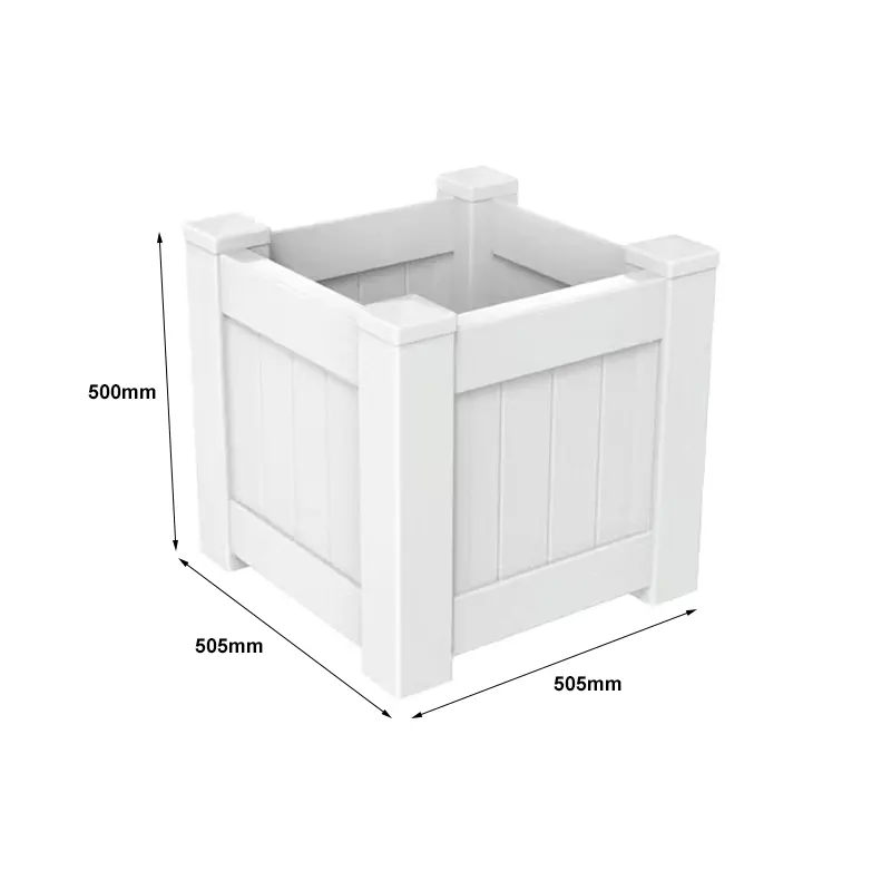 White Rectangle Vinyl PVC Planter Box - FENCE DEPOT