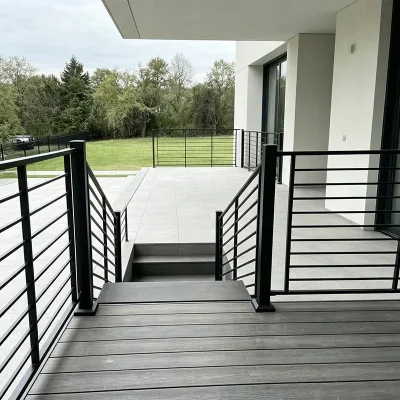 8ft Black Steel Adjustable Axis Infill Stair Railing for Balcony
