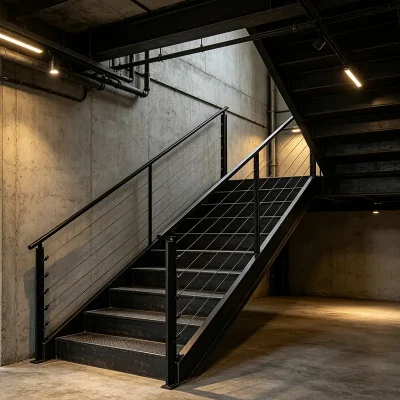 8ft Steel Horizontal Adjustable Cable Infill Railing for Stairs
