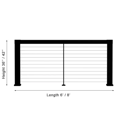 Aluminum Pre-Assembled Continuous Level Cable Railing Size