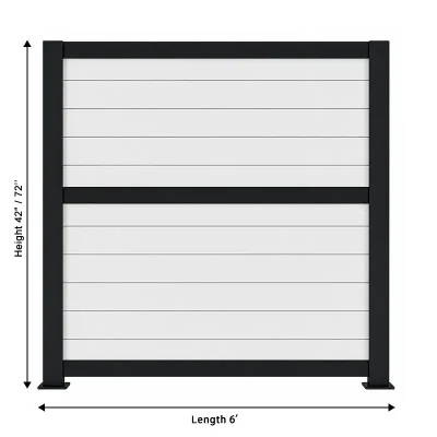 Black Powder Coated Aluminum Privacy Railing Size