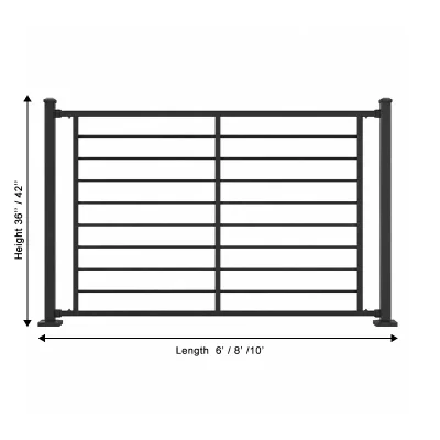 Horizontal Rod Rail Steel Railing Size
